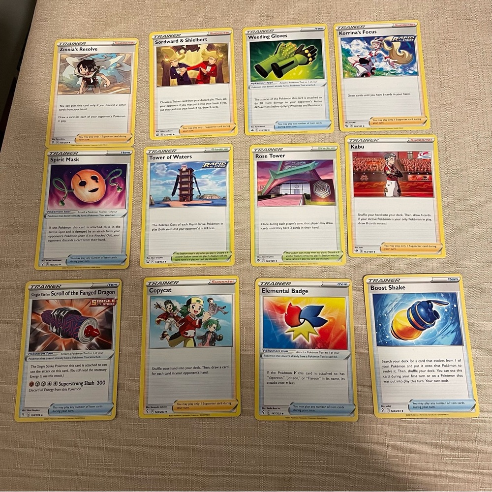 Pokémon Trainer Cards 12 Card Set